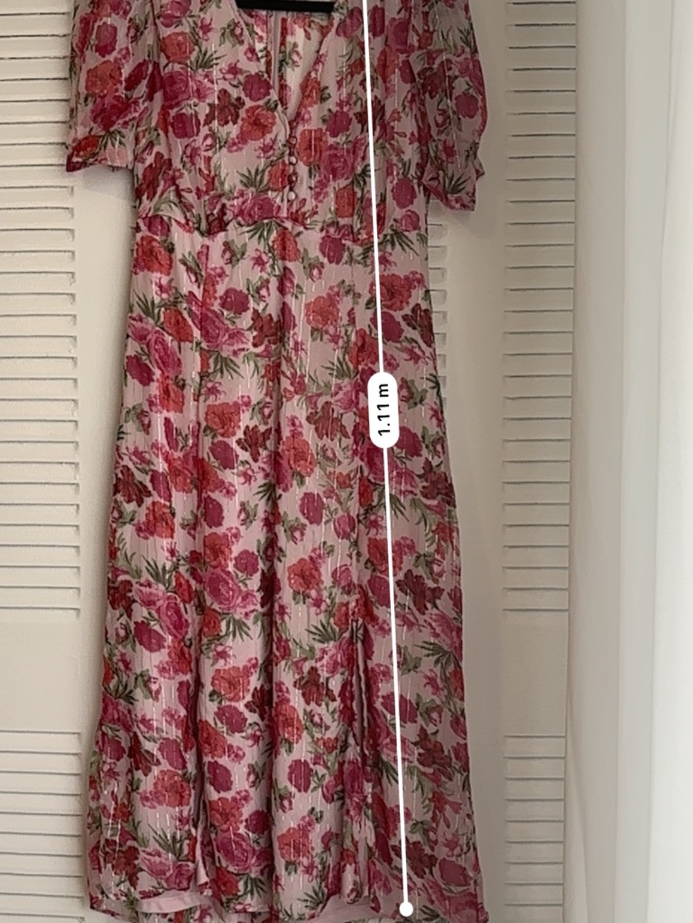 Stradivarius Pink Floral Midi Dress – Puff Sleeves Feminine Chic - Picture 14 of 14
